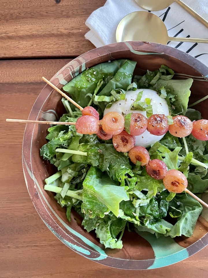 Kale salad with burrata and roasted grapes